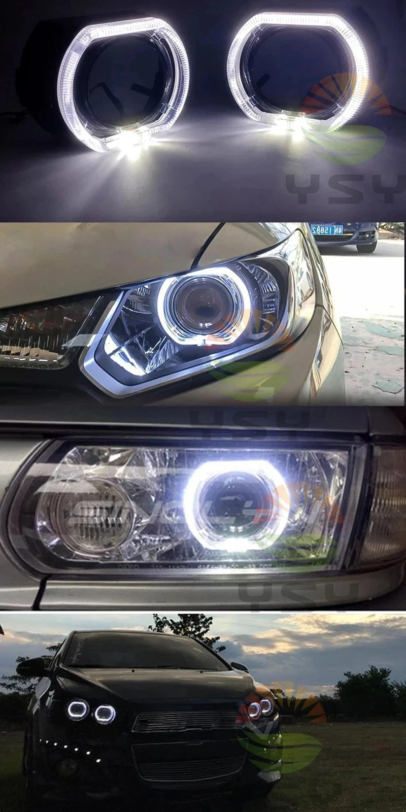 100/76 MM LED Angel Eyes Square Guide Halo Ring Tagfahrlicht mit Treiber für Bi Xenon Scheinwerfergläser DRL Zubehör