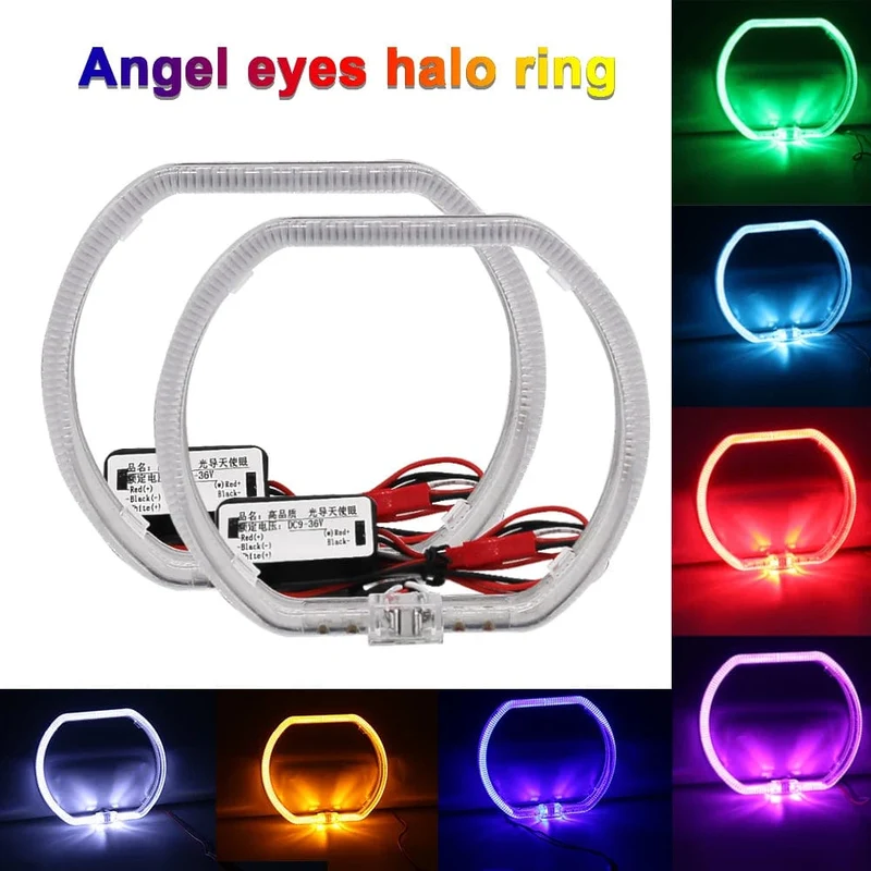 100/76 MM LED Angel Eyes Square Guide Halo Ring Tagfahrlicht mit Treiber für Bi Xenon Scheinwerfergläser DRL Zubehör
