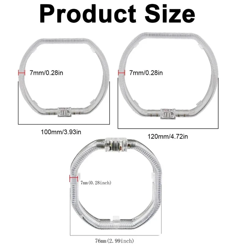 100/76 MM LED Angel Eyes Square Guide Halo Ring Tagfahrlicht mit Treiber für Bi Xenon Scheinwerfergläser DRL Zubehör