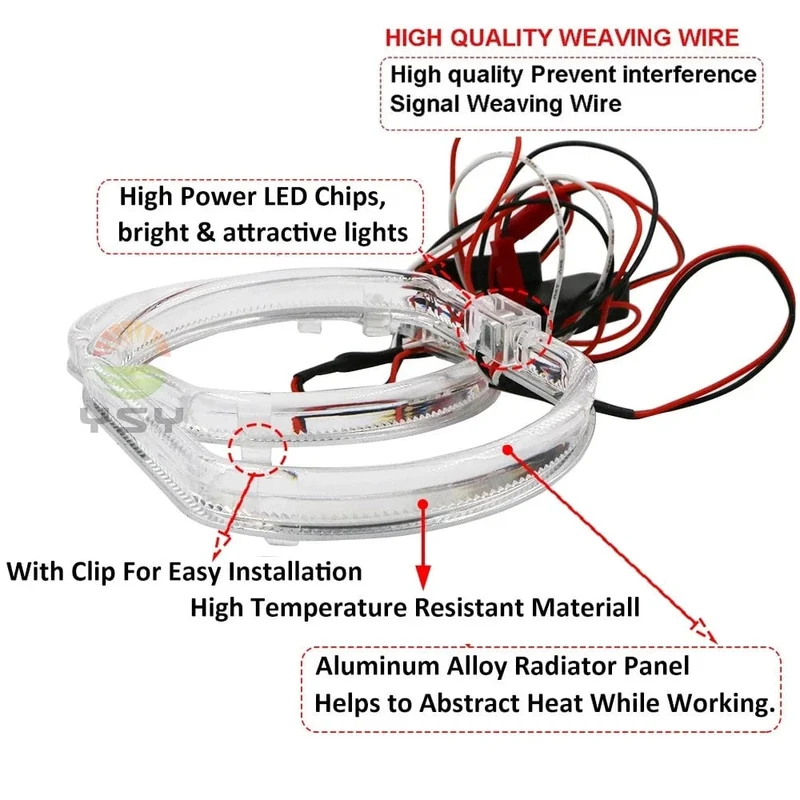 100/76 MM LED Angel Eyes Square Guide Halo Ring Tagfahrlicht mit Treiber für Bi Xenon Scheinwerfergläser DRL Zubehör