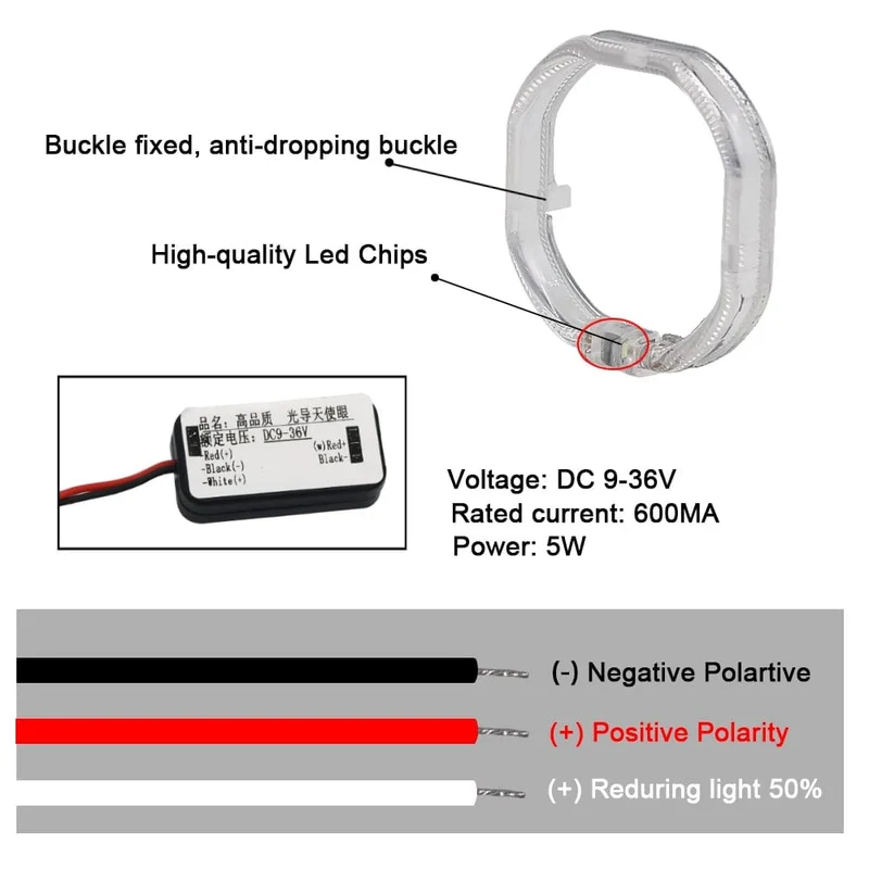 100/76 MM LED Angel Eyes Square Guide Halo Ring Tagfahrlicht mit Treiber für Bi Xenon Scheinwerfergläser DRL Zubehör