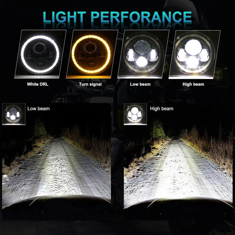 2 stücke Auto 7 "Led-scheinwerfer Hallo/Low H4 Halo Winkel Augen Für Urban Harley BMW Jeep JK 4x4 Suzuki Samurai Jeep Wrangler Off Road