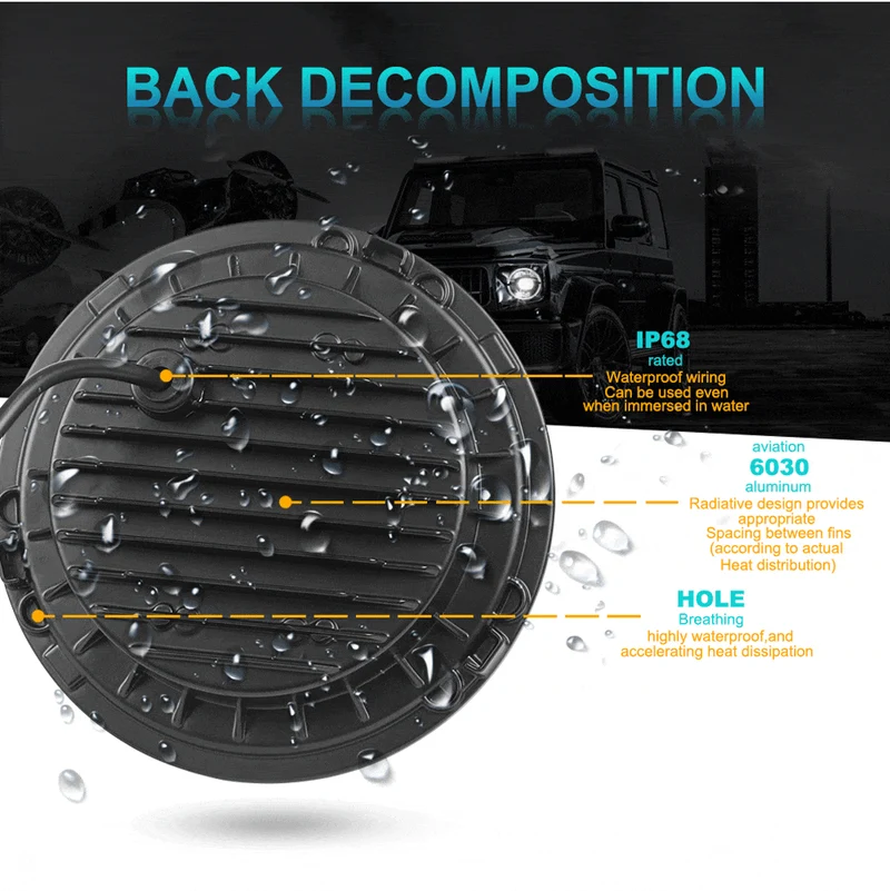 2 stücke Auto 7 "Led-scheinwerfer Hallo/Low H4 Halo Winkel Augen Für Urban Harley BMW Jeep JK 4x4 Suzuki Samurai Jeep Wrangler Off Road