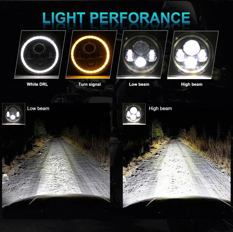 2 stücke Auto 7 "Led-scheinwerfer Hallo/Low H4 Halo Winkel Augen Für Urban Harley BMW Jeep JK 4x4 Suzuki Samurai Jeep Wrangler Off Road