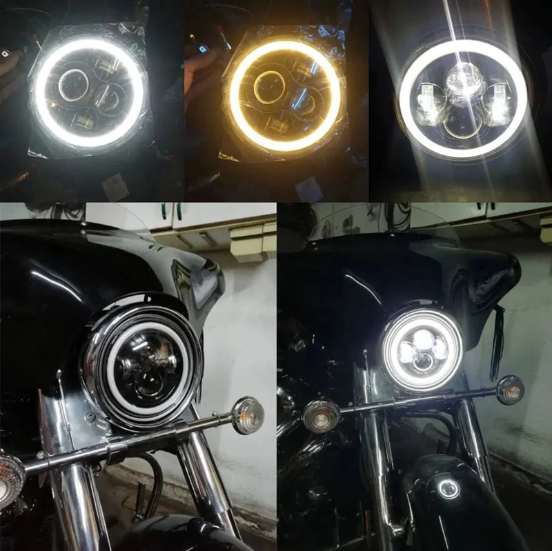 2 stücke Auto 7 "Led-scheinwerfer Hallo/Low H4 Halo Winkel Augen Für Urban Harley BMW Jeep JK 4x4 Suzuki Samurai Jeep Wrangler Off Road