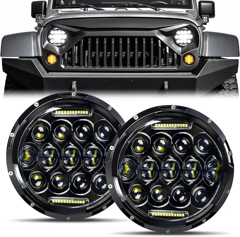2x Auto 7 Zoll Led-Scheinwerfer Hallo/Low H4 Halo Winkel Augen DRL Für Jeep JK TJ OffRoad Defender Hummer 4x4 Suzuki Samurai Scheinwerfer