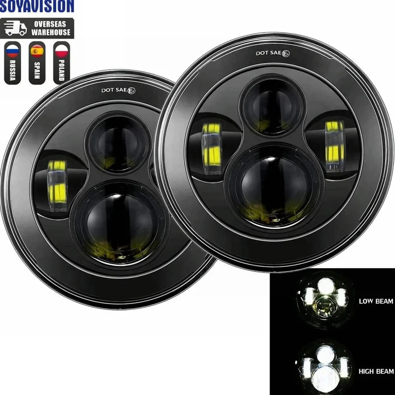 2x Auto 7 Zoll Led-Scheinwerfer Hallo/Low H4 Halo Winkel Augen DRL Für Jeep JK TJ OffRoad Defender Hummer 4x4 Suzuki Samurai Scheinwerfer