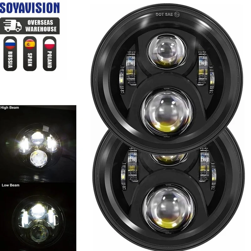 2x Auto 7 Zoll Led-Scheinwerfer Hallo/Low H4 Halo Winkel Augen DRL Für Jeep JK TJ OffRoad Defender Hummer 4x4 Suzuki Samurai Scheinwerfer
