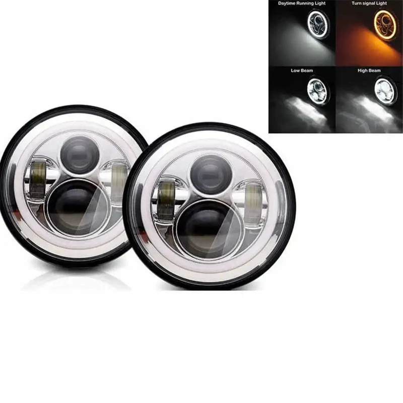 2x Auto 7 Zoll Led-Scheinwerfer Hallo/Low H4 Halo Winkel Augen DRL Für Jeep JK TJ OffRoad Defender Hummer 4x4 Suzuki Samurai Scheinwerfer