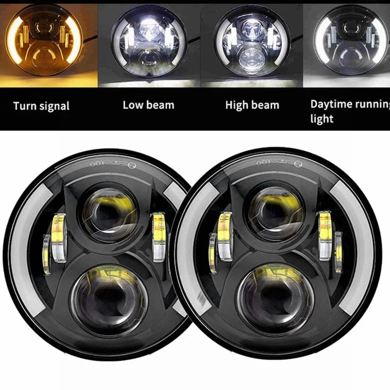 2x Auto 7 Zoll Led-Scheinwerfer Hallo/Low H4 Halo Winkel Augen DRL Für Jeep JK TJ OffRoad Defender Hummer 4x4 Suzuki Samurai Scheinwerfer