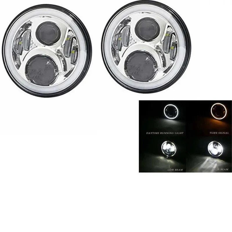 2x Auto 7 Zoll Led-Scheinwerfer Hallo/Low H4 Halo Winkel Augen DRL Für Jeep JK TJ OffRoad Defender Hummer 4x4 Suzuki Samurai Scheinwerfer