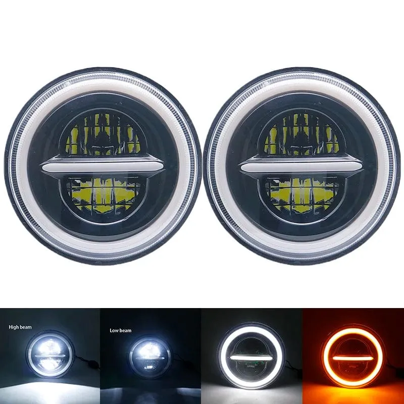 2x Auto 7 Zoll Led-Scheinwerfer Hallo/Low H4 Halo Winkel Augen DRL Für Jeep JK TJ OffRoad Defender Hummer 4x4 Suzuki Samurai Scheinwerfer