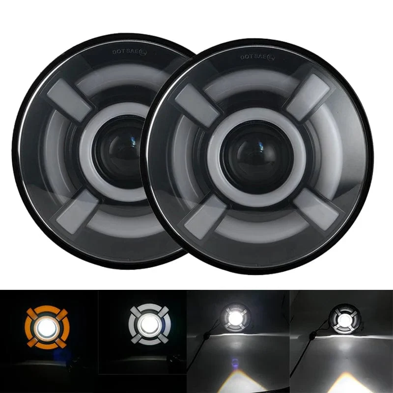 2x Auto 7 Zoll Led-Scheinwerfer Hallo/Low H4 Halo Winkel Augen DRL Für Jeep JK TJ OffRoad Defender Hummer 4x4 Suzuki Samurai Scheinwerfer