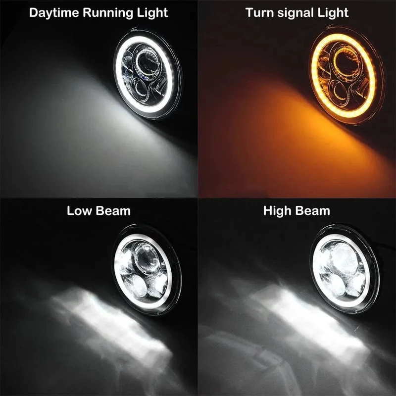 2x Auto 7 Zoll Led-Scheinwerfer Hallo/Low H4 Halo Winkel Augen DRL Für Jeep JK TJ OffRoad Defender Hummer 4x4 Suzuki Samurai Scheinwerfer