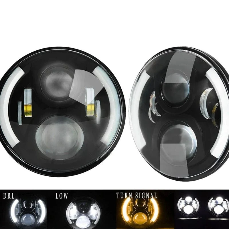 2x Auto 7 Zoll Led-Scheinwerfer Hallo/Low H4 Halo Winkel Augen DRL Für Jeep JK TJ OffRoad Defender Hummer 4x4 Suzuki Samurai Scheinwerfer