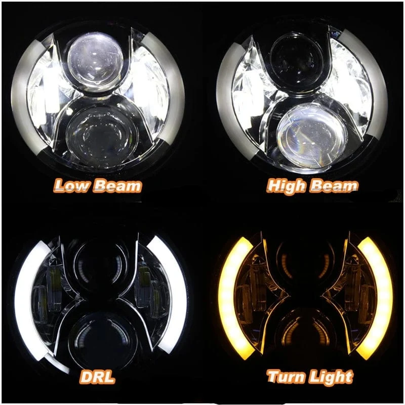 2x Auto 7 Zoll Led-Scheinwerfer Hallo/Low H4 Halo Winkel Augen DRL Für Jeep JK TJ OffRoad Defender Hummer 4x4 Suzuki Samurai Scheinwerfer