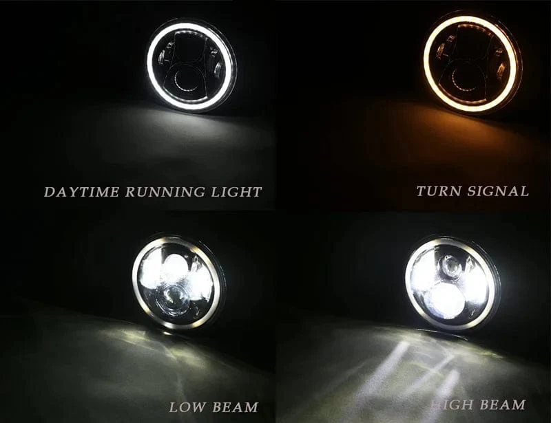 2x Auto 7 Zoll Led-Scheinwerfer Hallo/Low H4 Halo Winkel Augen DRL Für Jeep JK TJ OffRoad Defender Hummer 4x4 Suzuki Samurai Scheinwerfer