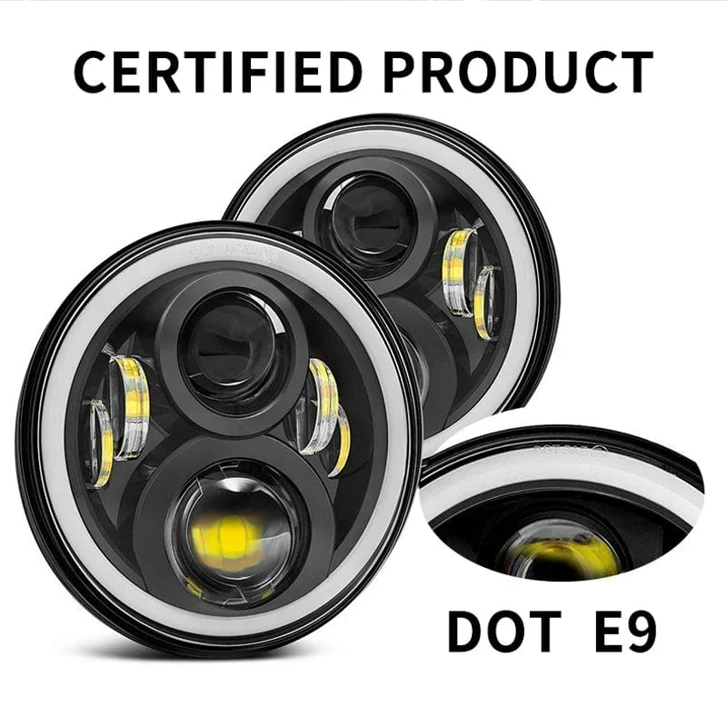 2x Auto 7 Zoll Led-Scheinwerfer Hallo/Low H4 Halo Winkel Augen DRL Für Jeep JK TJ OffRoad Defender Hummer 4x4 Suzuki Samurai Scheinwerfer