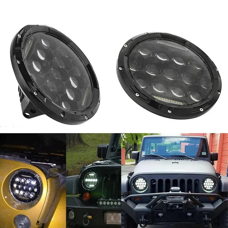 2x Auto 7 Zoll Led-Scheinwerfer Hallo/Low H4 Halo Winkel Augen DRL Für Jeep JK TJ OffRoad Defender Hummer 4x4 Suzuki Samurai Scheinwerfer