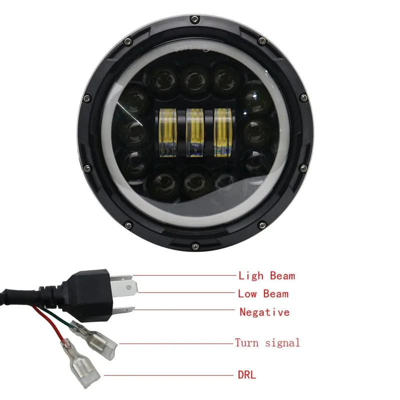 2x Auto 7 Zoll Led-Scheinwerfer Hallo/Low H4 Halo Winkel Augen DRL Für Jeep JK TJ OffRoad Defender Hummer 4x4 Suzuki Samurai Scheinwerfer