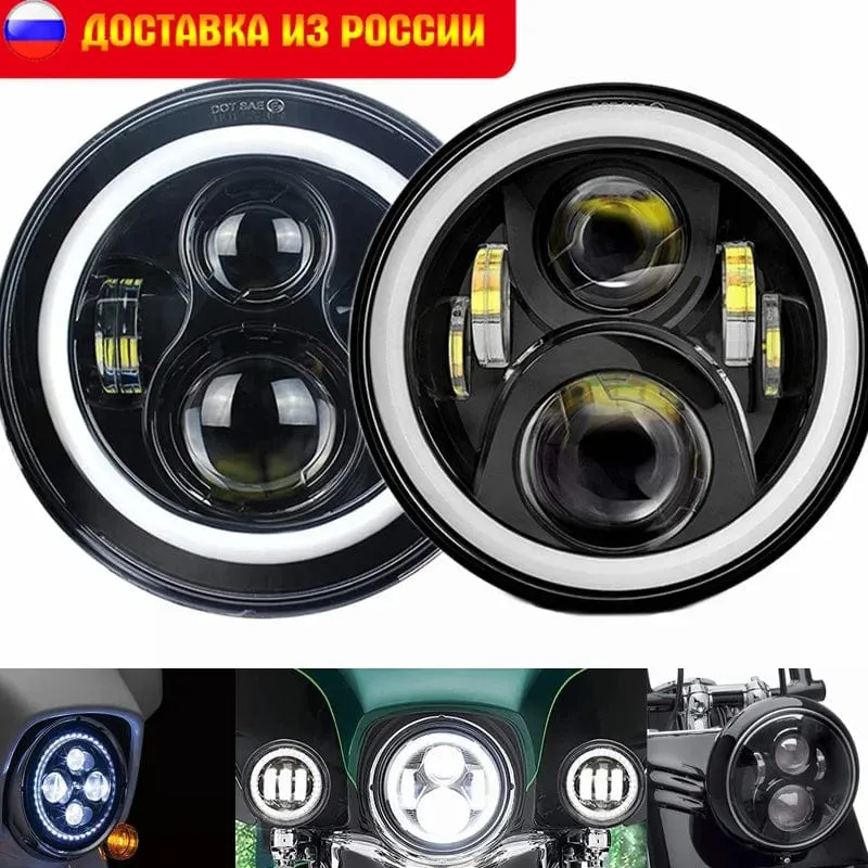 2x Auto 7 Zoll Led-Scheinwerfer Hallo/Low H4 Halo Winkel Augen DRL Für Jeep JK TJ OffRoad Defender Hummer 4x4 Suzuki Samurai Scheinwerfer