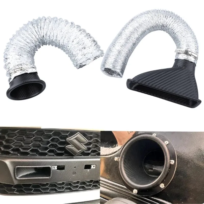 Universal Auto Front Stoßstange Einlass Luft Turbo Lufteinlassrohr Kit ABS Turbine Einlass Kit Rohr Lufttrichter Carbon Faser Aussehen