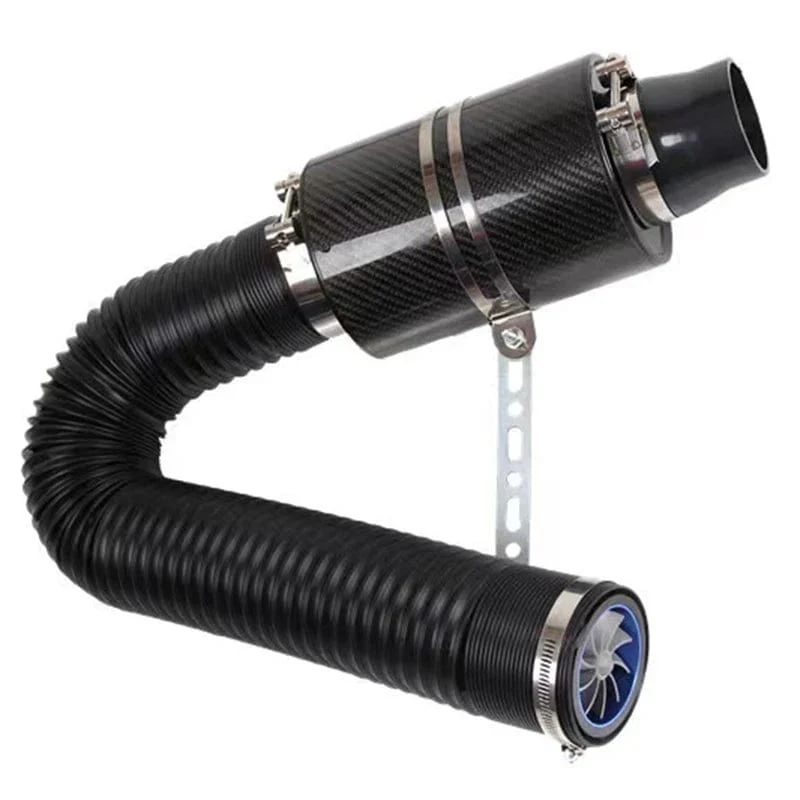 1 Set Universal Auto 3 Zoll Kohlefaser Kaltluftfilter Feed Geschlossene Ansaugrohr Schlauch Kit Universal