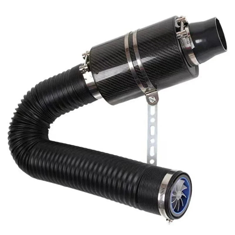 1 Set Universal Auto 3 Zoll Kohlefaser Kaltluftfilter Feed Geschlossene Ansaugrohr Schlauch Kit Universal