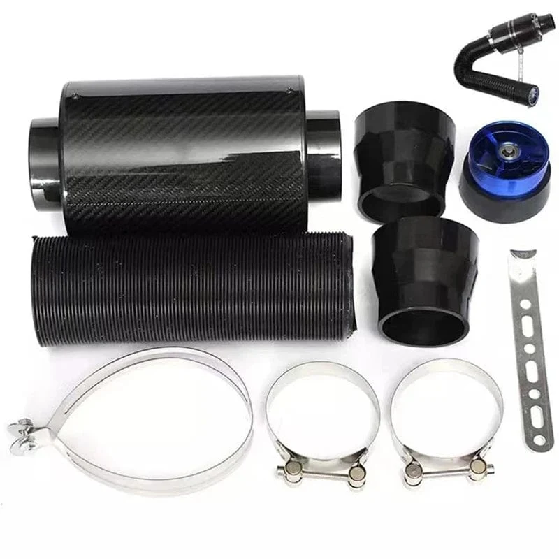 1 Set Universal Auto 3 Zoll Kohlefaser Kaltluftfilter Feed Geschlossene Ansaugrohr Schlauch Kit Universal