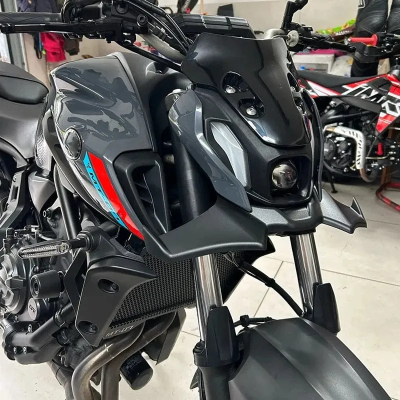 Motorradzubehör Schwarz Naked Front Downforce Spoiler Winglet Aerodynamischer Flügelsatz Spoiler Für YAMAHA MT 07 2021 2022 2023