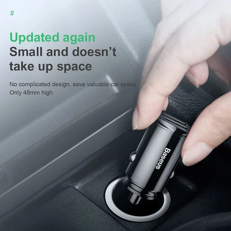 Baseus Dual USB Autoladegerät 5A Fast Charing 2 Port 12-24V Zigarettenanzünder Auto USBC Ladegerät für iPhone 12 Netzteil