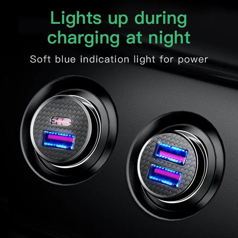 Baseus Dual USB Autoladegerät 5A Fast Charing 2 Port 12-24V Zigarettenanzünder Auto USBC Ladegerät für iPhone 12 Netzteil