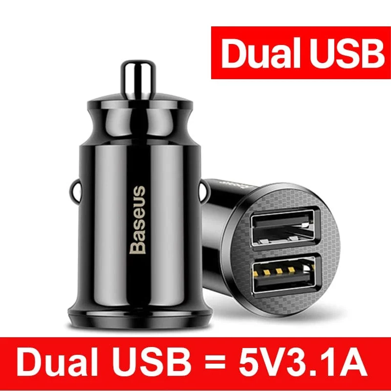 Baseus Dual USB Autoladegerät 5A Fast Charing 2 Port 12-24V Zigarettenanzünder Auto USBC Ladegerät für iPhone 12 Netzteil