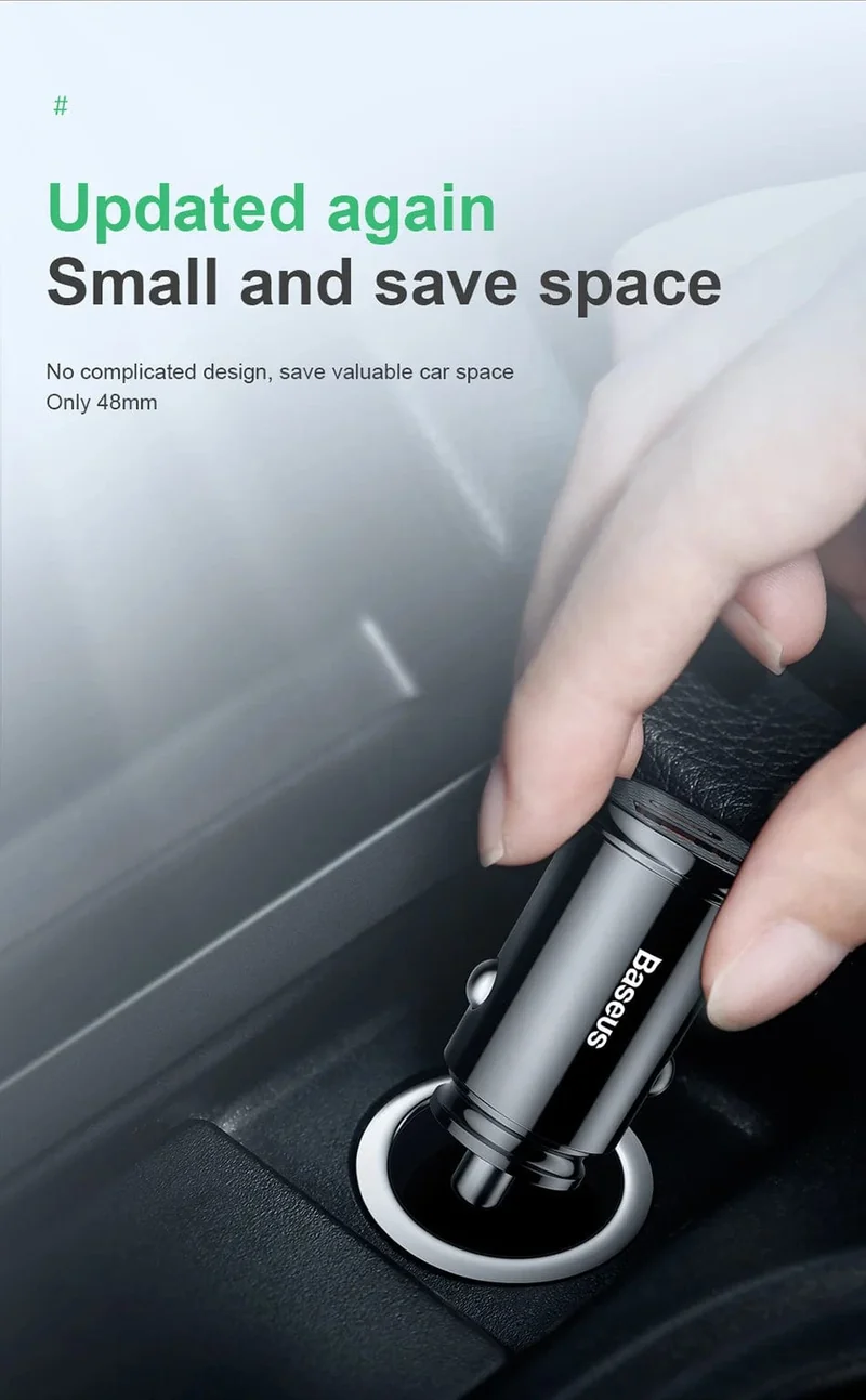 Baseus Dual USB Autoladegerät 5A Fast Charing 2 Port 12-24V Zigarettenanzünder Auto USBC Ladegerät für iPhone 12 Netzteil