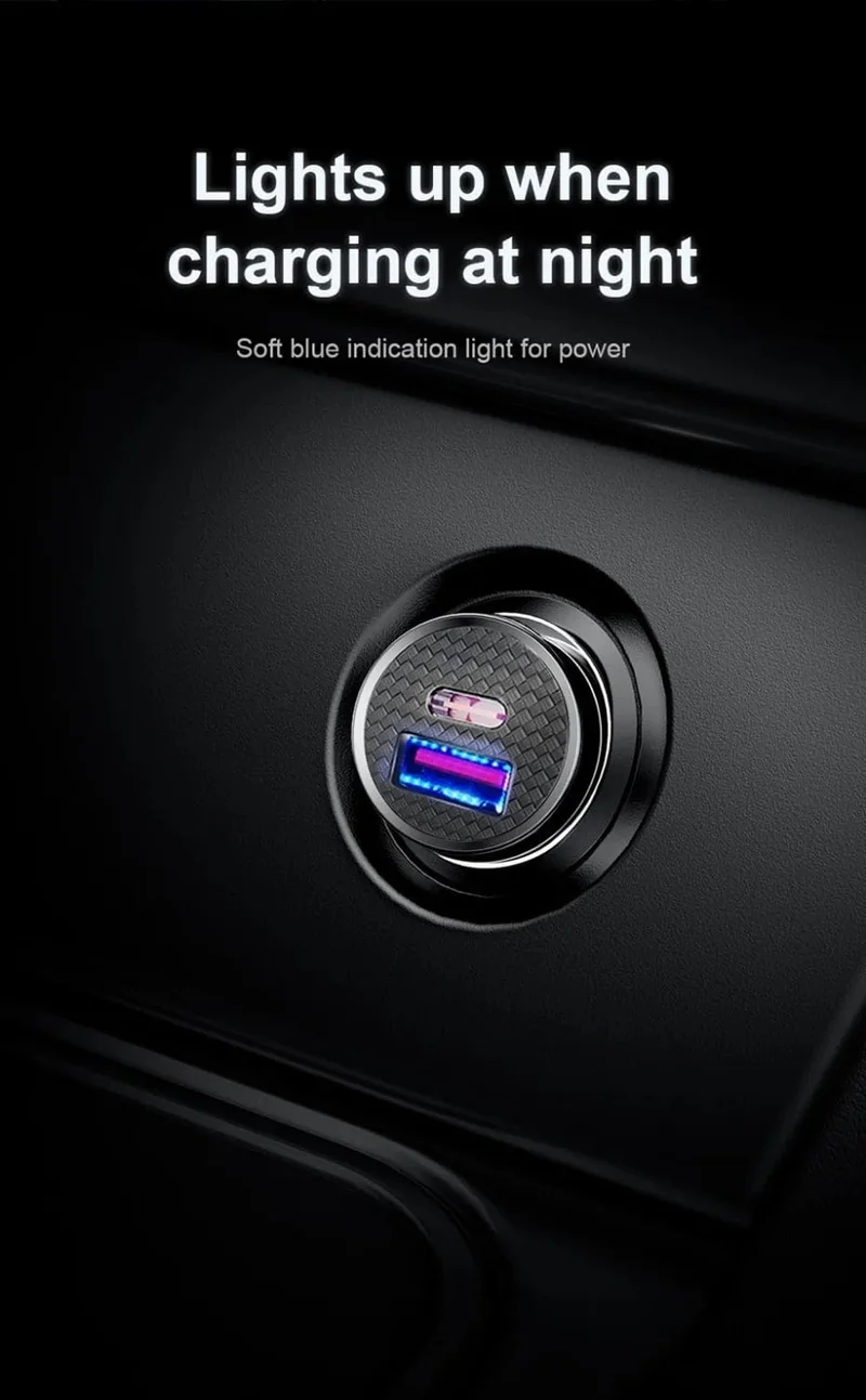 Baseus Dual USB Autoladegerät 5A Fast Charing 2 Port 12-24V Zigarettenanzünder Auto USBC Ladegerät für iPhone 12 Netzteil