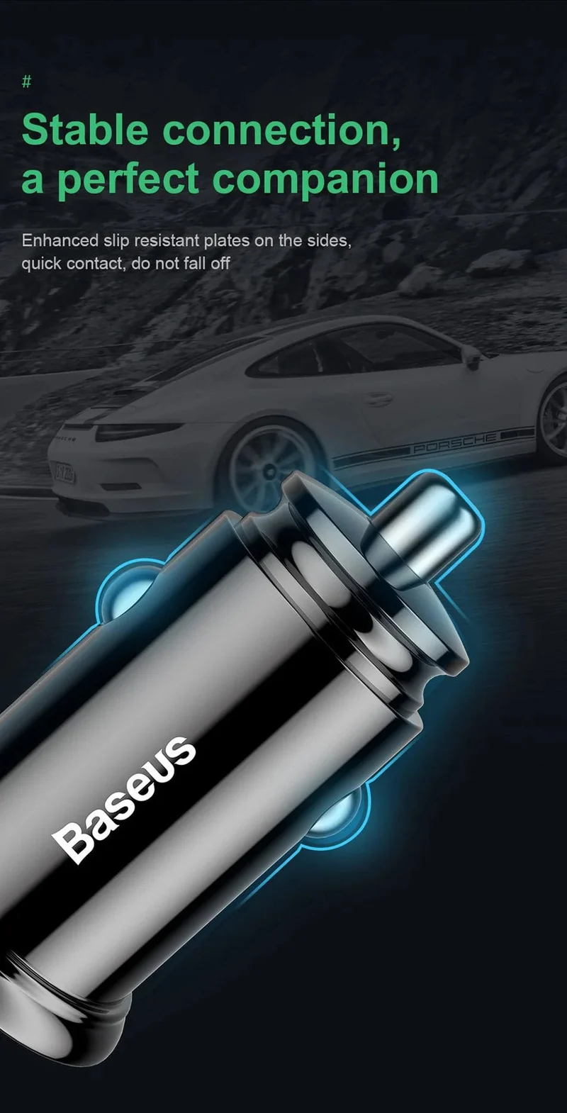Baseus Dual USB Autoladegerät 5A Fast Charing 2 Port 12-24V Zigarettenanzünder Auto USBC Ladegerät für iPhone 12 Netzteil