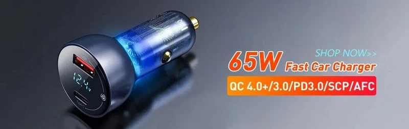 Baseus Dual USB Autoladegerät 5A Fast Charing 2 Port 12-24V Zigarettenanzünder Auto USBC Ladegerät für iPhone 12 Netzteil