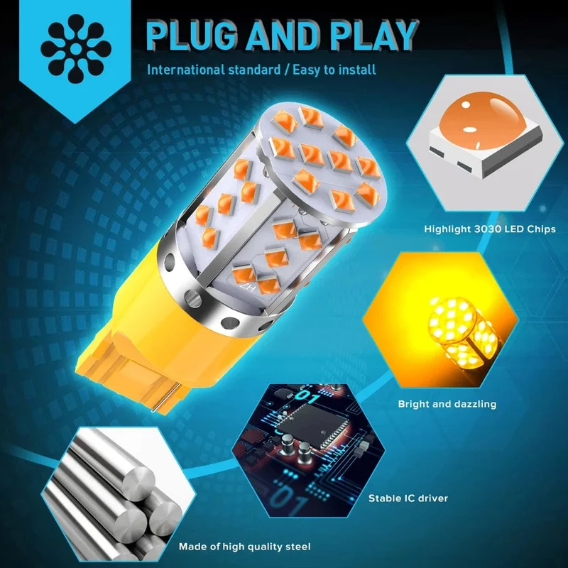 2 Stücke WY21W LED Canbus Kein Fehler Kein Hyper Flash Blinker Birne 3030 SMD T20 7440 W21W 1156 ba15s LED Lampe 12V Orange