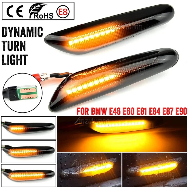 2 stück Led Dynamische Seite Marker Blinker Licht Anzeige Blinker Lampe Signal Lampe Für BMW E90 E91 E92 E93 E60 e87 E82 E46