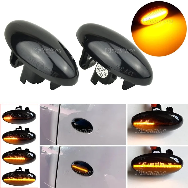 2x Led Dynamische Blinker Seite Marker Licht Lampe Für Peugeot 1007 107 206 307 407 607 Partner Expert