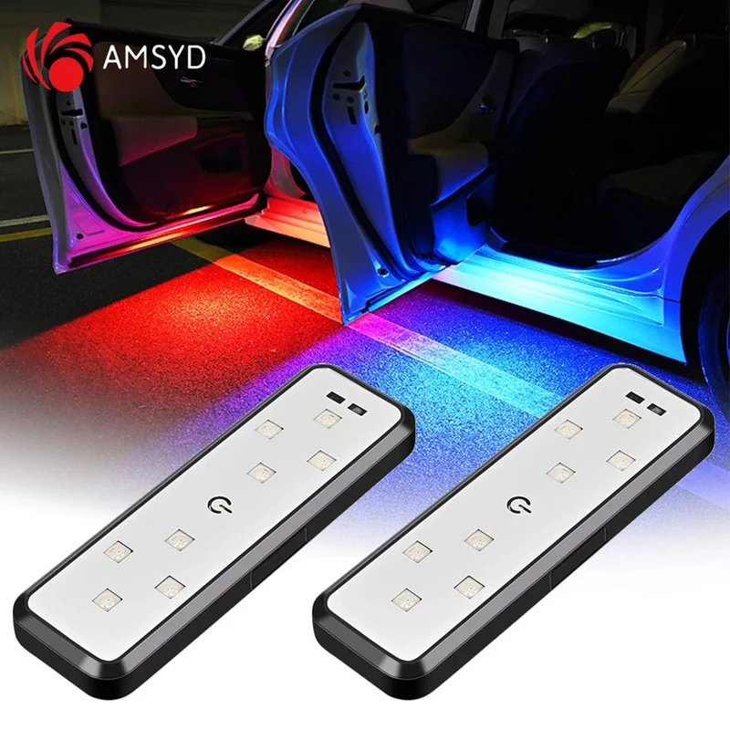 2 STÜCKE Autotürlichter LED Willkommenslicht Magnetsteuerung USB-Aufladung Auto Offene Tür Sichere Antikollisions-Notsignallampe