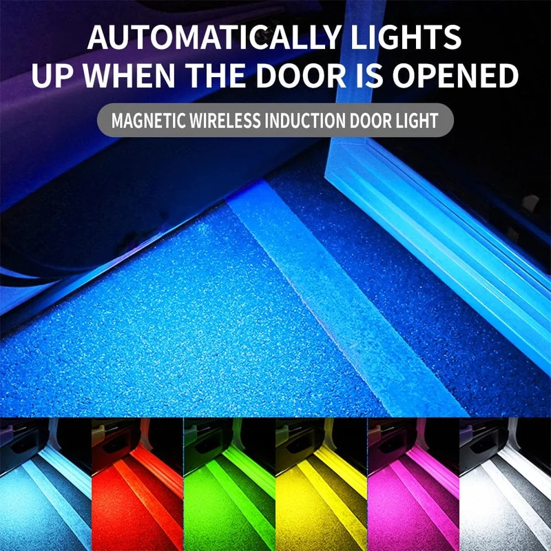 2 STÜCKE Autotürlichter LED Willkommenslicht Magnetsteuerung USB-Aufladung Auto Offene Tür Sichere Antikollisions-Notsignallampe