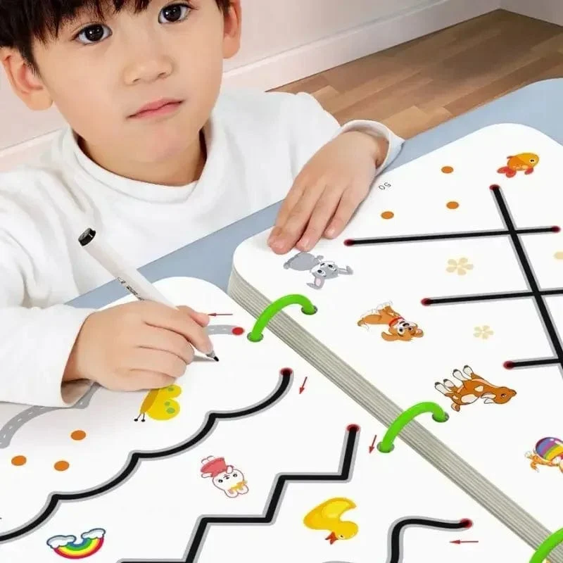 Magisches Montessori-Zeichnen, magisches Nachzeichnen, Arbeitsbuch, wiederverwendbares Übungsheft, Kontrolltrainingsbuch, Kindererziehung, Schreibwaren