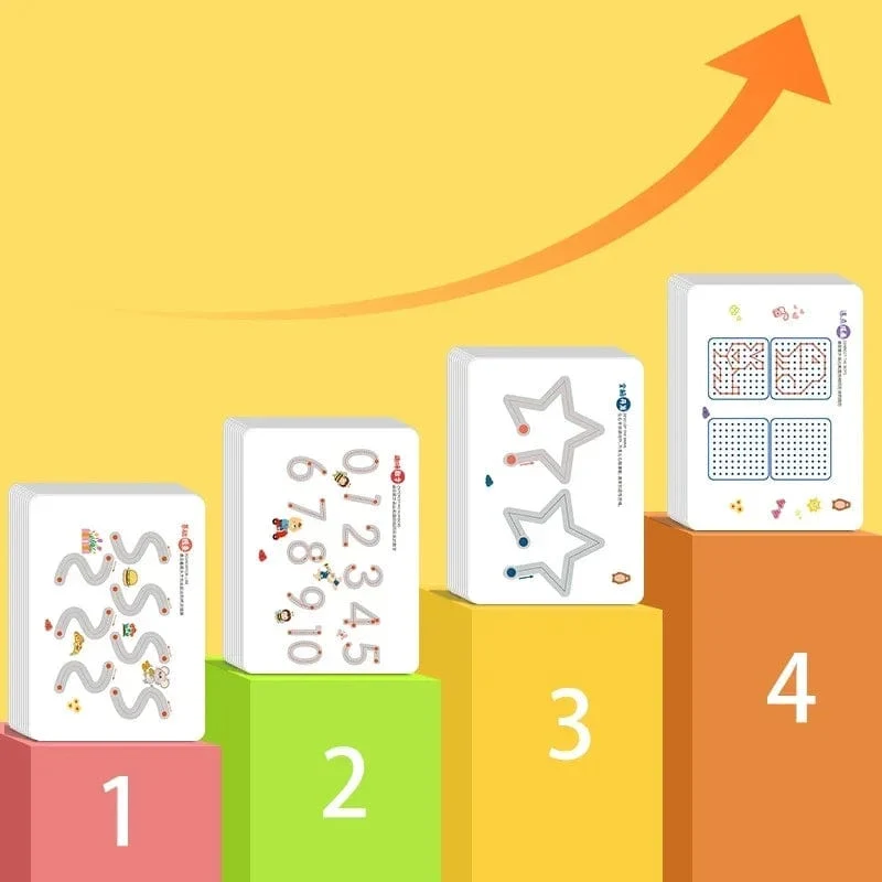 Magisches Montessori-Zeichnen, magisches Nachzeichnen, Arbeitsbuch, wiederverwendbares Übungsheft, Kontrolltrainingsbuch, Kindererziehung, Schreibwaren