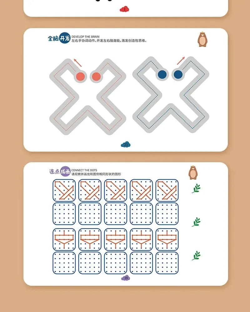 Magisches Montessori-Zeichnen, magisches Nachzeichnen, Arbeitsbuch, wiederverwendbares Übungsheft, Kontrolltrainingsbuch, Kindererziehung, Schreibwaren