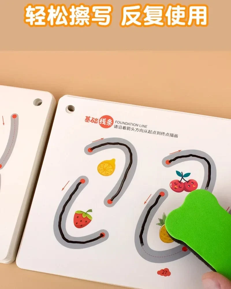 Magisches Montessori-Zeichnen, magisches Nachzeichnen, Arbeitsbuch, wiederverwendbares Übungsheft, Kontrolltrainingsbuch, Kindererziehung, Schreibwaren
