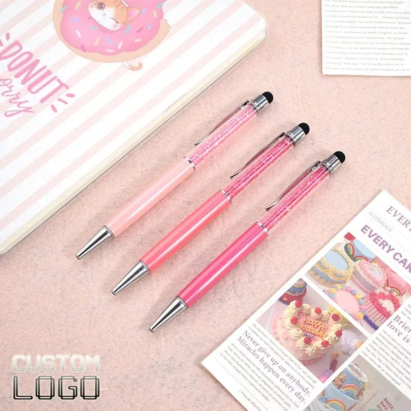 Mehrfarbiger Kugelschreiber aus Metall mit Kristallen, individuelles Logo, Stift für Hochzeit, Souvenir, Werbung, Geschenk, Schullehrer, Büro, Schreibwaren