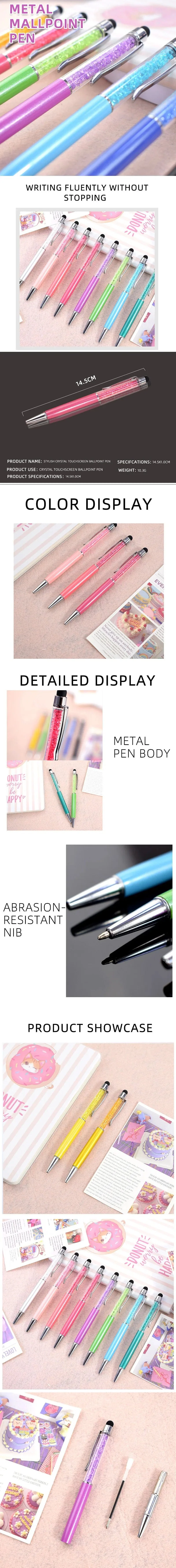 Mehrfarbiger Kugelschreiber aus Metall mit Kristallen, individuelles Logo, Stift für Hochzeit, Souvenir, Werbung, Geschenk, Schullehrer, Büro, Schreibwaren
