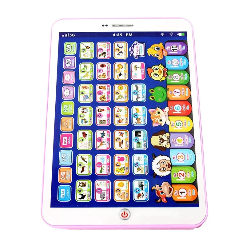 Spanisches Alphabet Kinder-Tablet Punkt Lesen Berühren Aktivieren Laptop Computer Lernspielzeug Spielen Mobel Details für Kindergeschenke