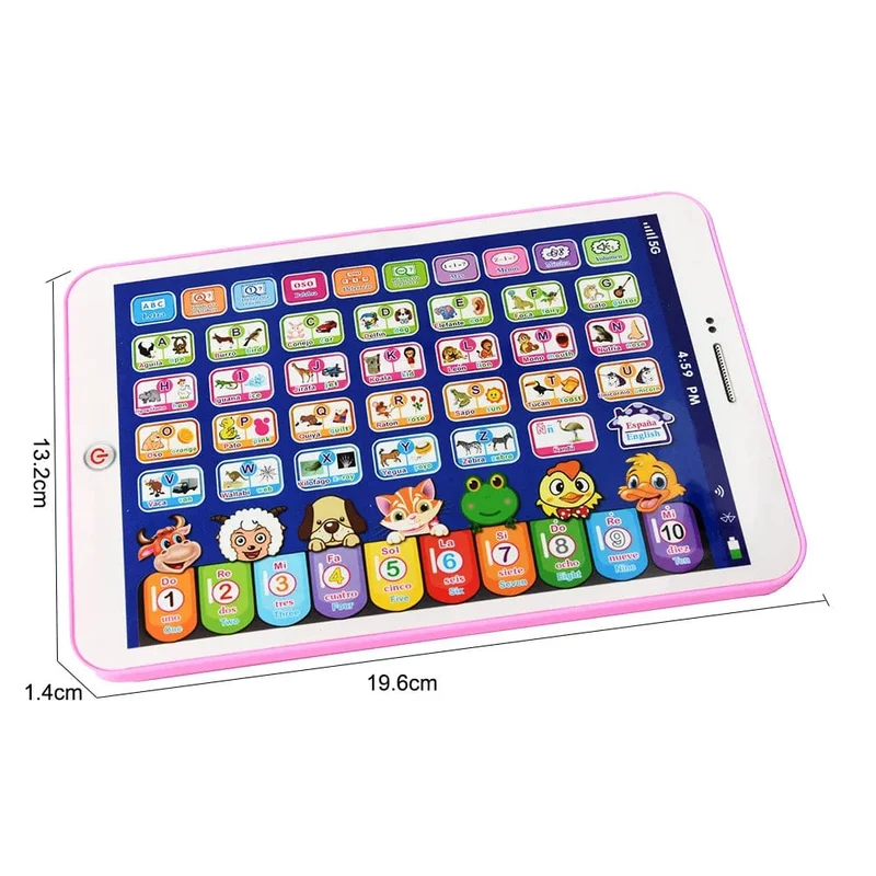 Spanisches Alphabet Kinder-Tablet Punkt Lesen Berühren Aktivieren Laptop Computer Lernspielzeug Spielen Mobel Details für Kindergeschenke
